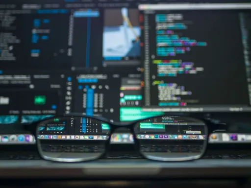 Gafas frente a pantalla de computadora